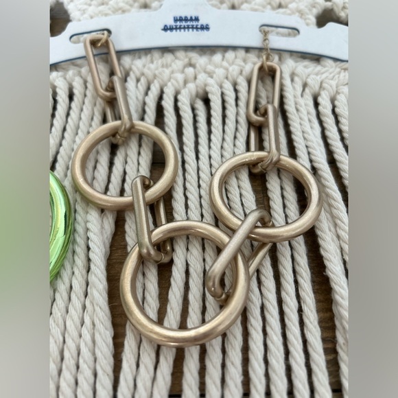Urban Outfitters Bundle Gold Chunky Chain Necklace and Green Large Hoop Earrings - Picture 8 of 11